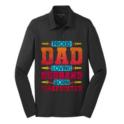 Dad Husband Firefighter Cute Gift Silk Touch Performance Long Sleeve Polo