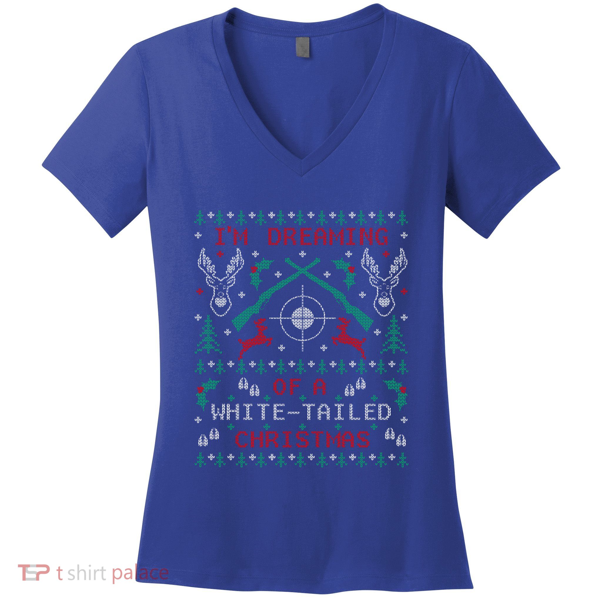 Deer Hunting Funny Ugly Christmas Party Great Gift Cute Gift Women's V-Neck T-Shirt