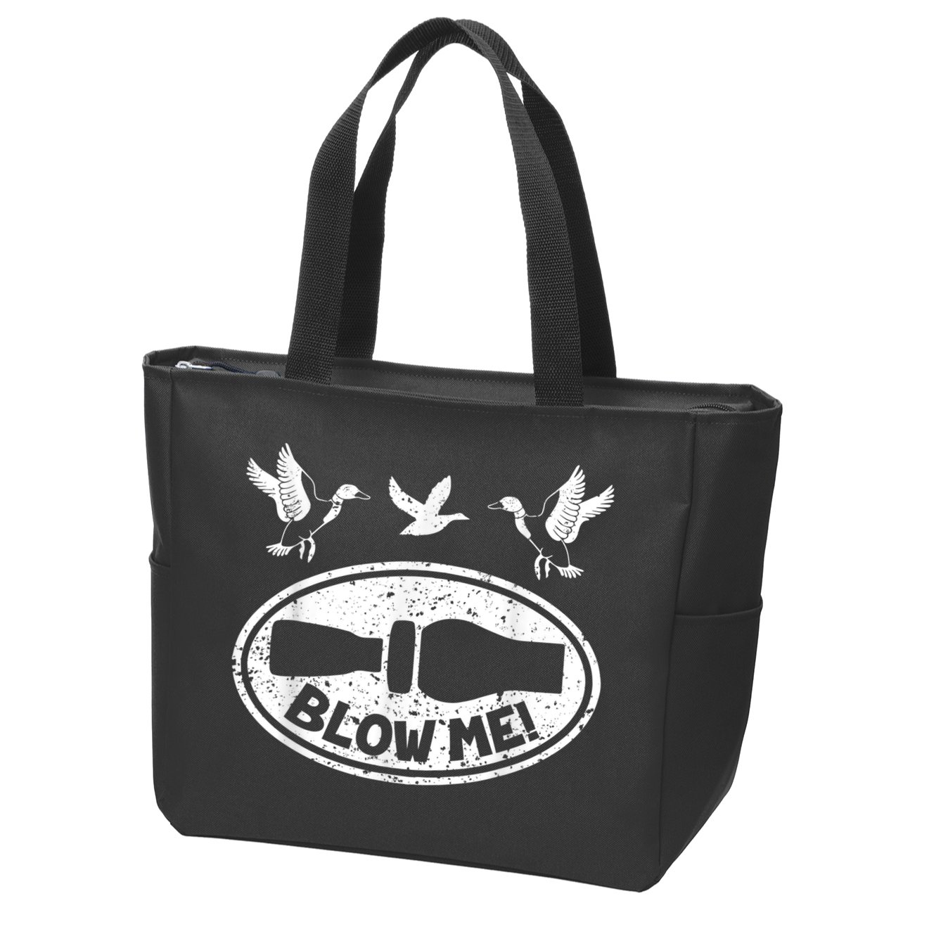 Duck Hunting Funny Blow Me Duck Call Hunter Zip Tote Bag