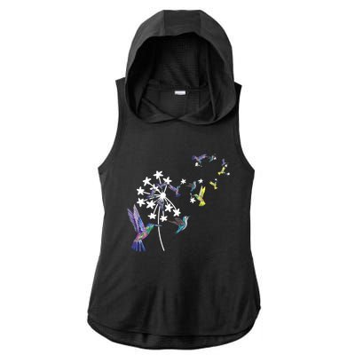 Dandelion Hummingbird Flower For Birdwatcher Herbalist Gift Ladies PosiCharge Tri-Blend Wicking Draft Hoodie Tank