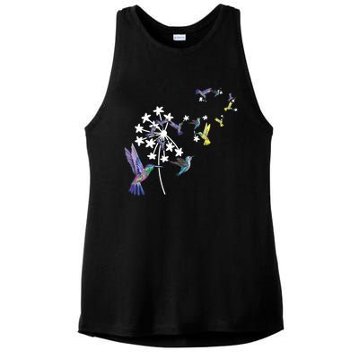 Dandelion Hummingbird Flower For Birdwatcher Herbalist Gift Ladies PosiCharge Tri-Blend Wicking Tank