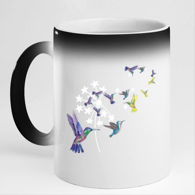 Dandelion Hummingbird Flower For Birdwatcher Herbalist Gift 11oz Black Color Changing Mug