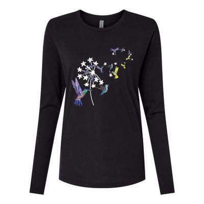 Dandelion Hummingbird Flower For Birdwatcher Herbalist Gift Womens Cotton Relaxed Long Sleeve T-Shirt