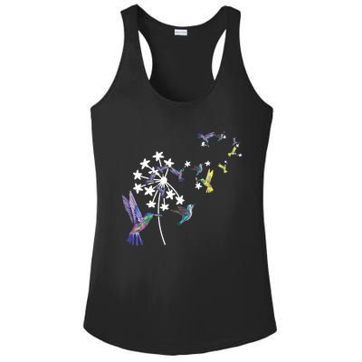 Dandelion Hummingbird Flower For Birdwatcher Herbalist Gift Ladies PosiCharge Competitor Racerback Tank