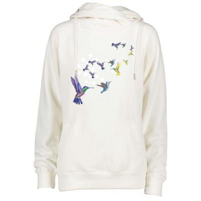 Dandelion Hummingbird Flower For Birdwatcher Herbalist Gift Womens Funnel Neck Pullover Hood