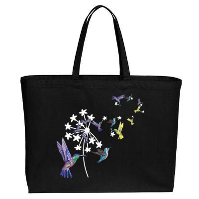 Dandelion Hummingbird Flower For Birdwatcher Herbalist Gift Cotton Canvas Jumbo Tote