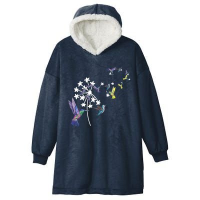 Dandelion Hummingbird Flower For Birdwatcher Herbalist Gift Hooded Wearable Blanket