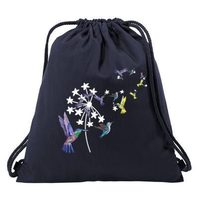 Dandelion Hummingbird Flower For Birdwatcher Herbalist Gift Drawstring Bag