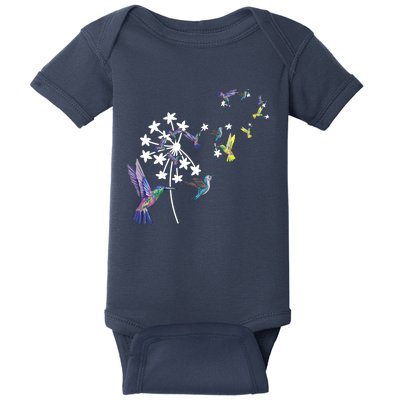 Dandelion Hummingbird Flower For Birdwatcher Herbalist Gift Baby Bodysuit