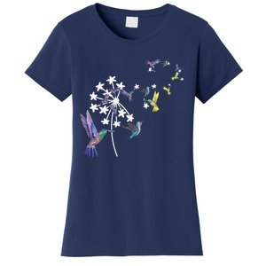 Dandelion Hummingbird Flower For Birdwatcher Herbalist Gift Women's T-Shirt