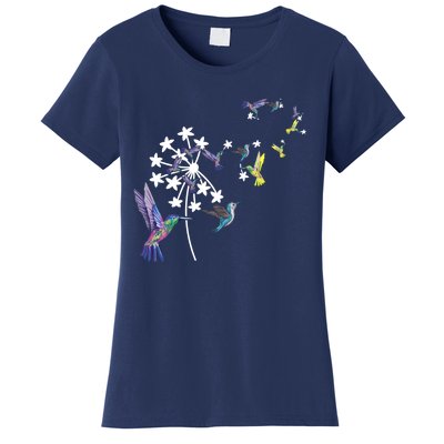 Dandelion Hummingbird Flower For Birdwatcher Herbalist Gift Women's T-Shirt