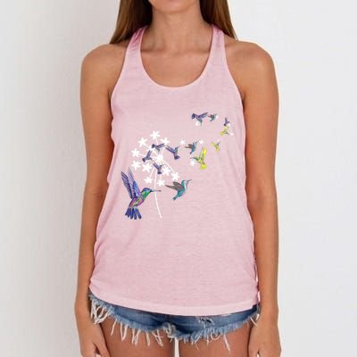 Dandelion Hummingbird Flower For Birdwatcher Herbalist Gift Women's Knotted Racerback Tank