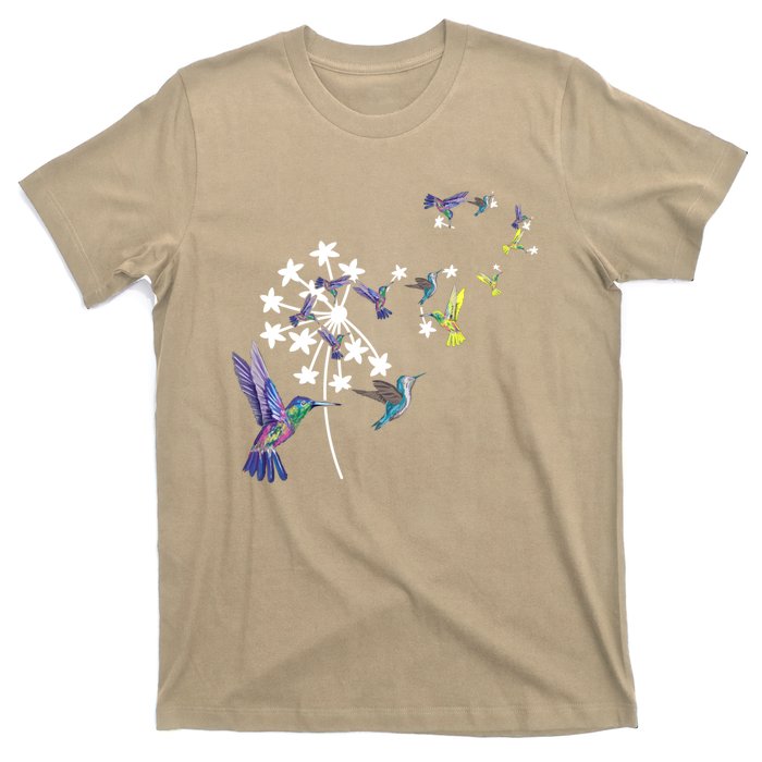 Dandelion Hummingbird Flower For Birdwatcher Herbalist Gift T-Shirt