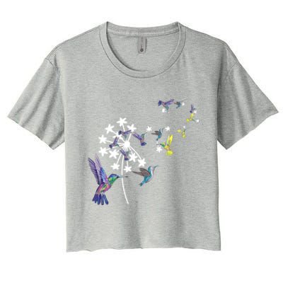 Dandelion Hummingbird Flower For Birdwatcher Herbalist Gift Women's Crop Top Tee