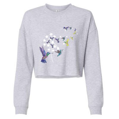 Dandelion Hummingbird Flower For Birdwatcher Herbalist Gift Cropped Pullover Crew