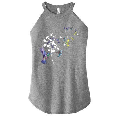 Dandelion Hummingbird Flower For Birdwatcher Herbalist Gift Women's Perfect Tri Rocker Tank