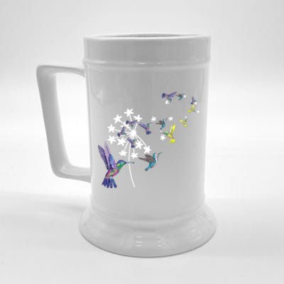 Dandelion Hummingbird Flower For Birdwatcher Herbalist Gift Beer Stein