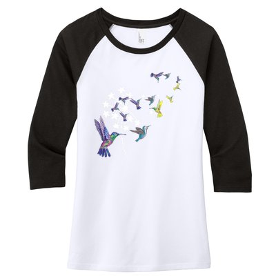 Dandelion Hummingbird Flower For Birdwatcher Herbalist Gift Women's Tri-Blend 3/4-Sleeve Raglan Shirt