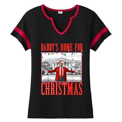 DaddyS Home For Christmas Trump Gift Ladies Halftime Notch Neck Tee