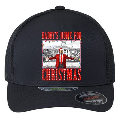 DaddyS Home For Christmas Trump Gift Flexfit Unipanel Trucker Cap