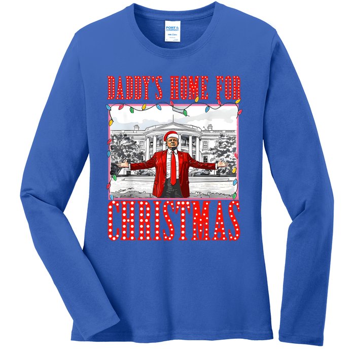 DaddyS Home For Christmas Trump Gift Ladies Long Sleeve Shirt