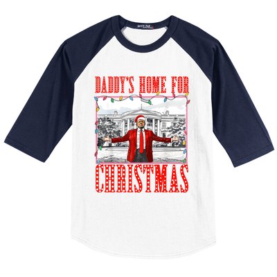 DaddyS Home For Christmas Trump Gift Baseball Sleeve Shirt