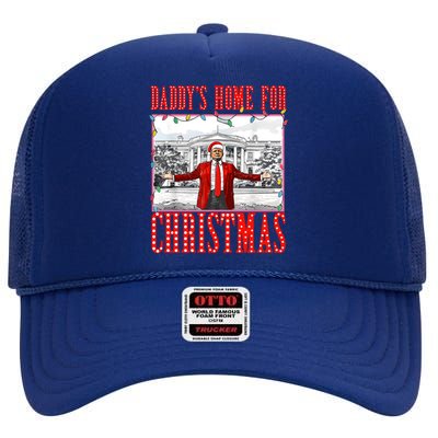 DaddyS Home For Christmas Trump Gift High Crown Mesh Back Trucker Hat