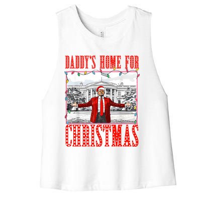 DaddyS Home For Christmas Trump Gift Women's Racerback Cropped Tank