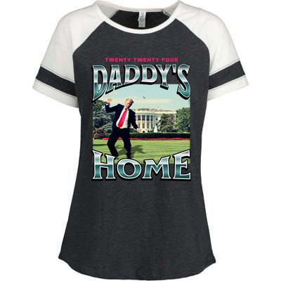 DaddyS Home Funny Trump DaddyS Coming Home 2024 Gift Enza Ladies Jersey Colorblock Tee