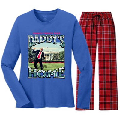 DaddyS Home Funny Trump DaddyS Coming Home 2024 Gift Women's Long Sleeve Flannel Pajama Set 