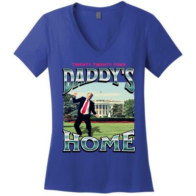 DaddyS Home Funny Trump DaddyS Coming Home 2024 Gift Women's V-Neck T-Shirt