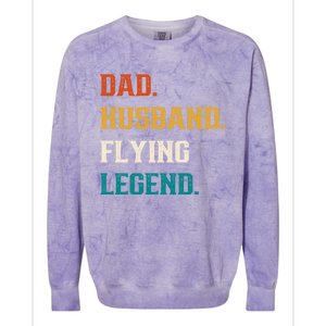 Dad Husband Flying Legend Flying Lover Pilot Aviator Cool Gift Colorblast Crewneck Sweatshirt