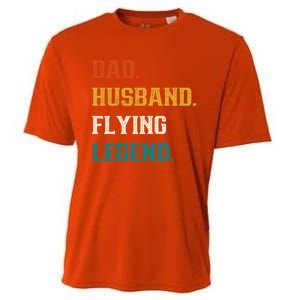 Dad Husband Flying Legend Flying Lover Pilot Aviator Cool Gift Cooling Performance Crew T-Shirt