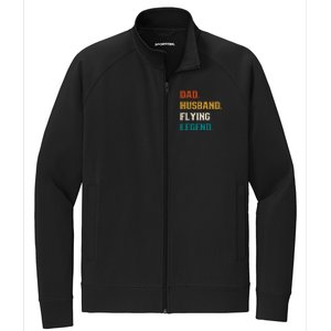 Dad Husband Flying Legend Flying Lover Pilot Aviator Cool Gift Stretch Full-Zip Cadet Jacket