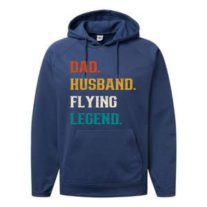 Dad Husband Flying Legend Flying Lover Pilot Aviator Cool Gift Performance Fleece Hoodie