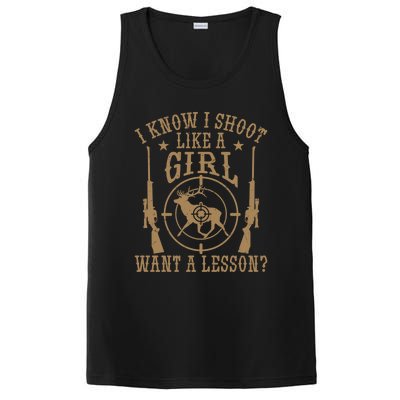 Deer Hunt Funny I Know I Shoot Like A Want A Lesson Gift PosiCharge Competitor Tank