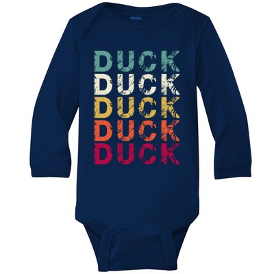 Duck Hunting Funny Retro Style Gift Baby Long Sleeve Bodysuit