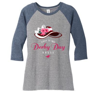 Derby Hats For Women 2024 This Is My Derby Dress Funny Derby Women's Tri-Blend 3/4-Sleeve Raglan Shirt