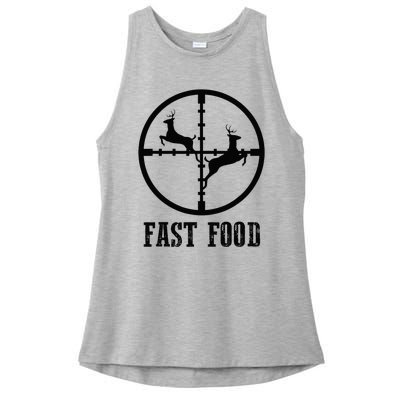 Deer Hunting Funny Hunter Fast Food Gift Ladies PosiCharge Tri-Blend Wicking Tank