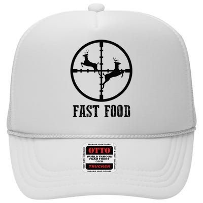 Deer Hunting Funny Hunter Fast Food Gift High Crown Mesh Back Trucker Hat