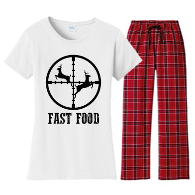 Deer Hunting Funny Hunter Fast Food Gift Women's Flannel Pajama Set