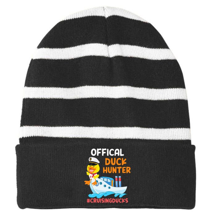 Duck Hunter Funny Duck Cruising Cruise Striped Beanie with Solid Band