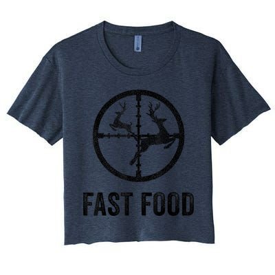 Deer Hunting Funny Hunter Gun Deer Fast Food Crop Top