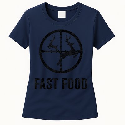 Deer Hunting Funny Hunter Gun Deer Fast Food Womens T-Shirt