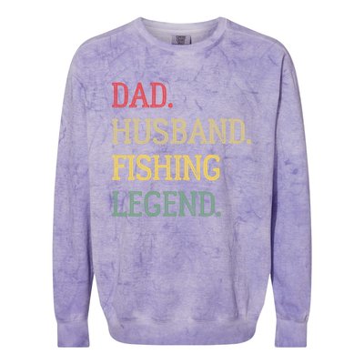 Dad Husband Fishing Legend Vintage Fishing Dad Cute Gift Colorblast Crewneck Sweatshirt