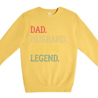 Dad Husband Fishing Legend Vintage Fishing Dad Cute Gift Premium Crewneck Sweatshirt