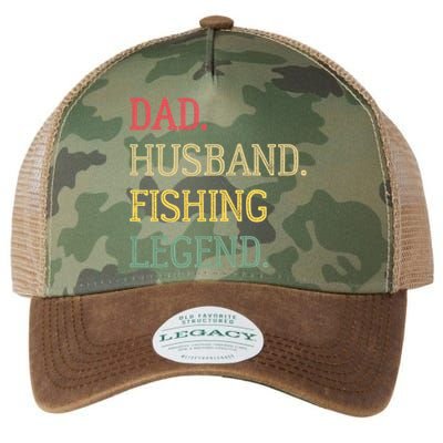 Dad Husband Fishing Legend Vintage Fishing Dad Cute Gift Legacy Tie Dye Trucker Hat