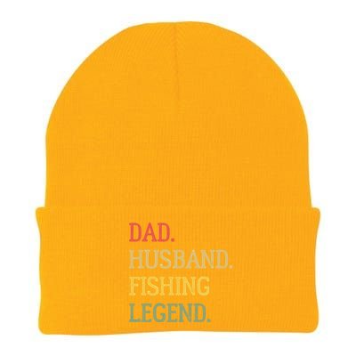 Dad Husband Fishing Legend Vintage Fishing Dad Cute Gift Knit Cap Winter Beanie