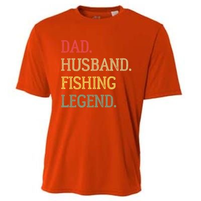 Dad Husband Fishing Legend Vintage Fishing Dad Cute Gift Cooling Performance Crew T-Shirt