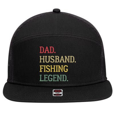 Dad Husband Fishing Legend Vintage Fishing Dad Cute Gift 7 Panel Mesh Trucker Snapback Hat